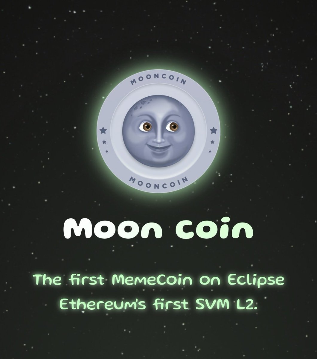 MoonCoin Airdrop!🪂

First Memecoin on Eclipse [Solana EVM]🔥

📍Go to: t.me/mooncoinsvm_bo…
➡️ Do the Tasks
➡️ Check-in Daily
➡️ Spin and Get Moon Points

Soon you can connect Eclipse Network to convert Moon Points to $MOON tokens.🫡