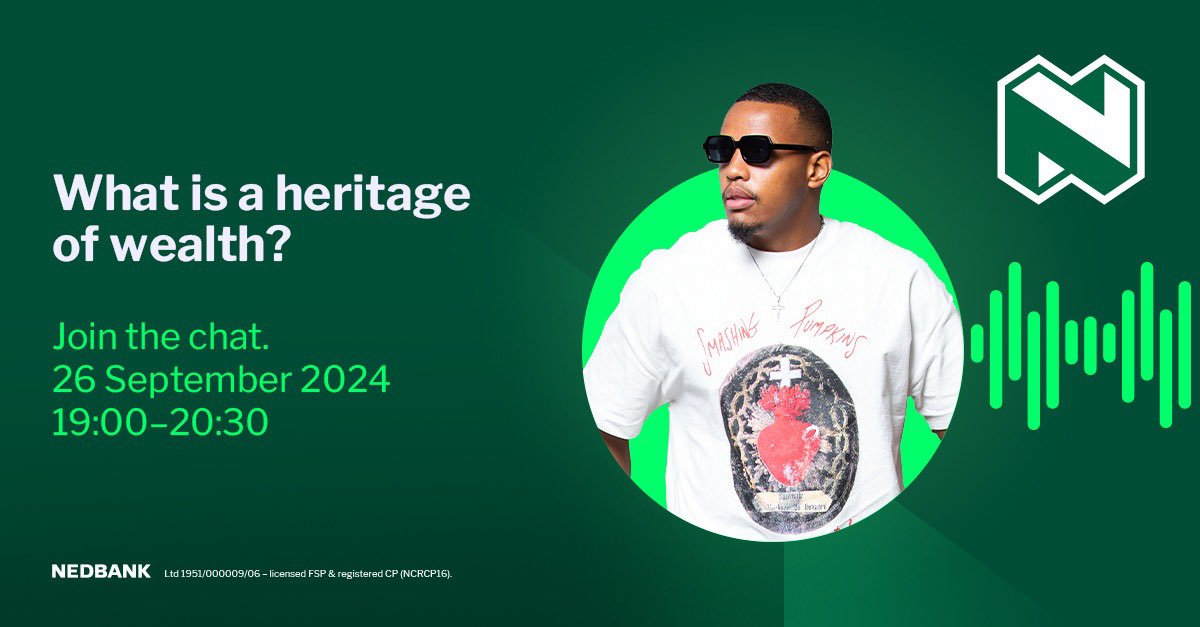 Hey chomzies! 💚 

I’ve partnered with <a href="/Nedbank/">Nedbank</a> once again (yay🎉) and they are having a space talking all things heritage of wealth, creation &amp; stability for the long term and empowering others. Join in on the #NedbankXSpace tomorrow at 19:00 &amp; learn a thing or two! #AD