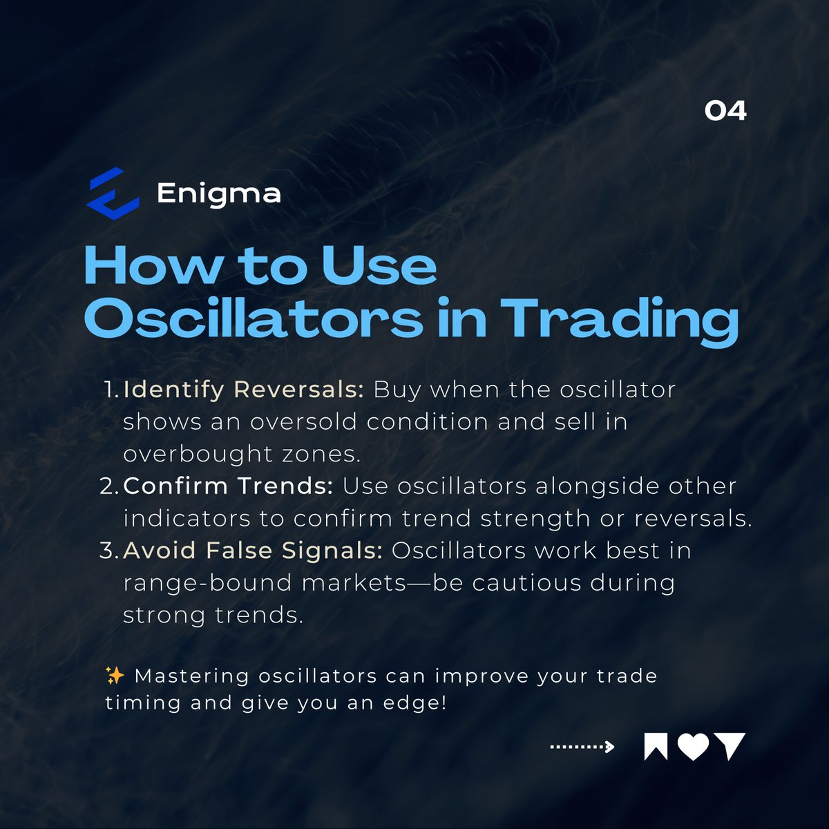 EnigmaToolbox's tweet image. What are Oscillators in Trading? 📉🔄

Empower your trading with Enigma&apos;s advanced tools, so you never miss a beat. 
Stay with #Enigmatoolbox
Visit enigma.fm FM!

______

 #trading  #forextrader #tradingtips #investing #daytrading #stockmarket
