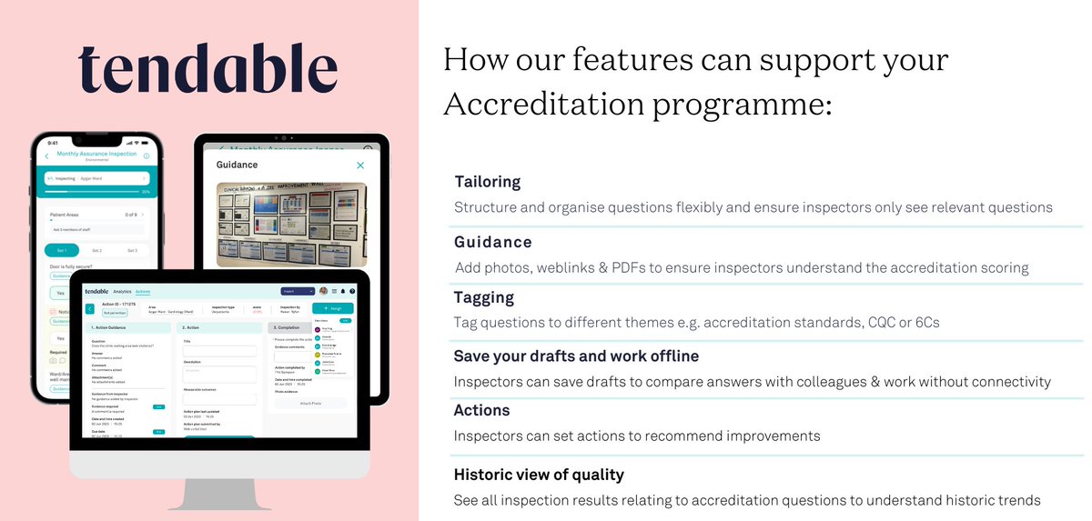 Tendable has a range of powerful features that can support your accreditation programme.
Register now if you want to hear our customers talk about their accreditation journey: eu1.hubs.ly/H0cBCwB0 

🗓️ Thurs 26th Sept
⏱️ 12:00pm - 1:30pm

See you there! 💙 
#Accreditation #NHS