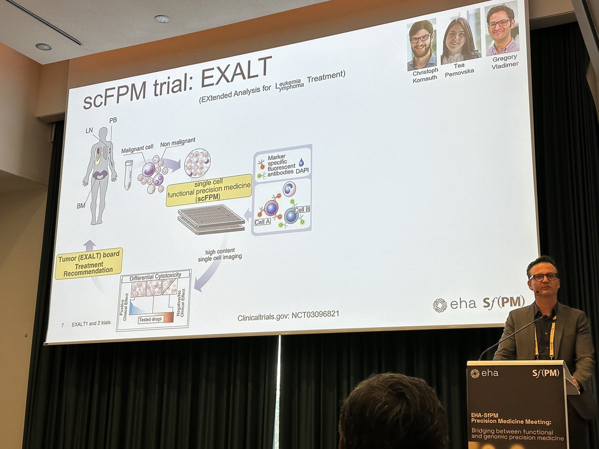 #EHA_SfPM2024 <a href="/PhilippStaber/">Philipp Staber</a> discussing EXALT 1&amp;2 trials in the Precision Medicine Trials session <a href="/EHA_Hematology/">European Hematology Association</a>  <a href="/TheSFPM/">The Society for Functional Precision Medicine</a>