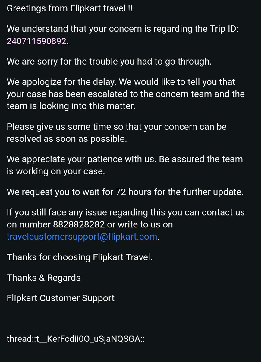 NPurayar's tweet photo. @flipkartsupport This is the 4th time @Flipkart has asked 72 hours. Seems like out of hand now.
@jagograhakjago @BandBajaateRaho https://t.co/swz65DbPEZ