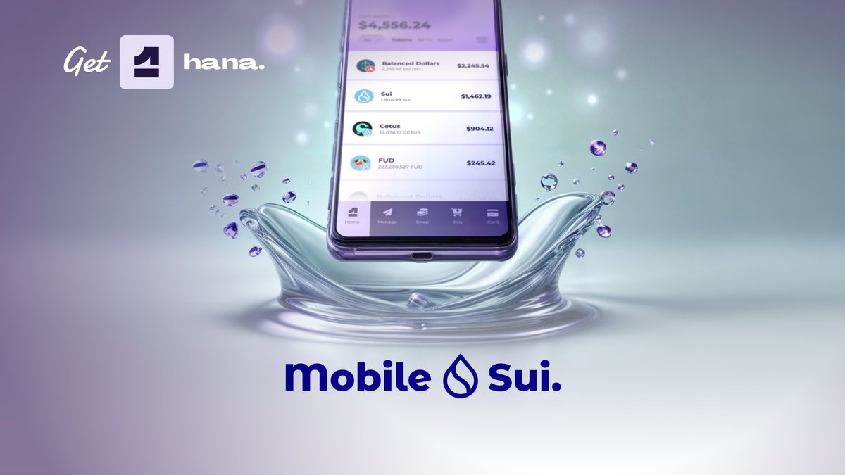 🟣 Mobile support for the $SUI blockchain is now available on the Hana Wallet mobile app!

With the latest update, you can access popular Sui applications such as <a href="/SuiFrens/">Sui Frens</a> and <a href="/Suidex_io/">Suidex | Sui Blockchain Leading DEX</a> directly from the Apps menu within the Hana Wallet app 💧