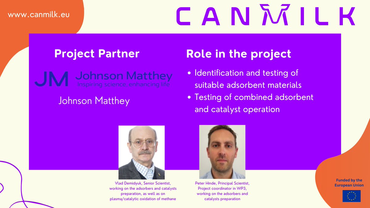 🌟 Meet Our CANMILK Project Partners! 🐄🌍

Next, we would like to introduce you to <a href="/Johnson_Matthey/">Johnson Matthey</a>,  a global leader in sustainable technology solutions. As part of the  CANMILK project, their expertise in plasma catalysis is being used to  develop the CANMILK system.