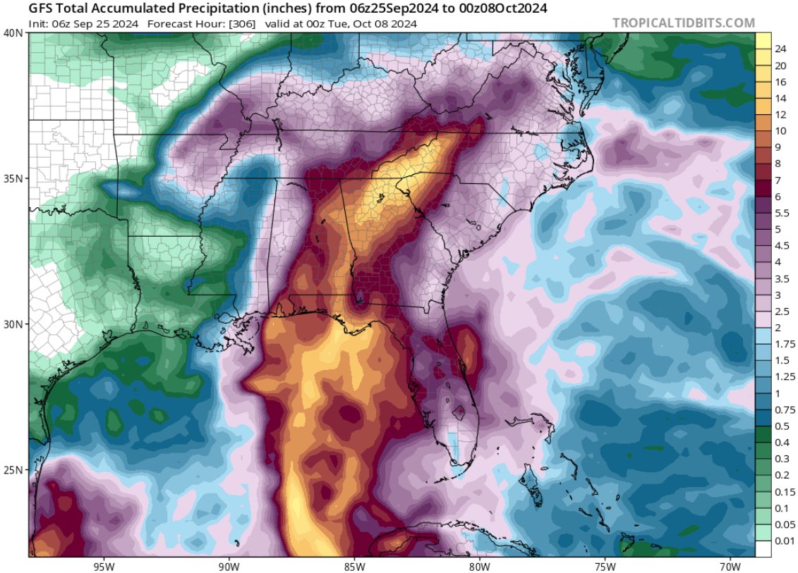 If GFS is right 10 days out (for the third time this year) about a future hurricane making landfall on the gulf coast on October 6th, then the associated accumlated precipitation from Helene and this future storm are Code UFB!!!