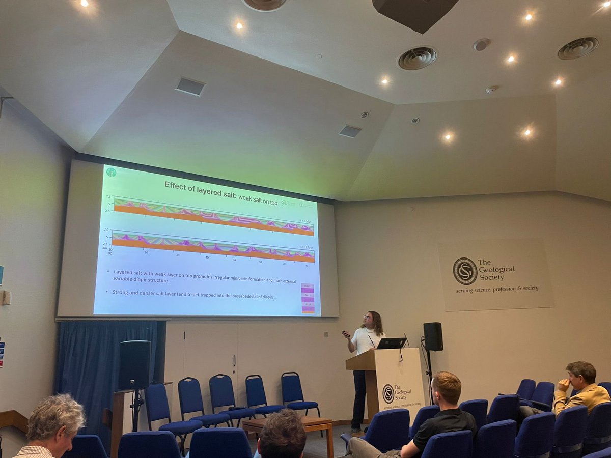 Manel Ramos (@manelrms) on Twitter photo I had the pleasure of attending the 'Salt Tectonics in the Energy Transition' conference at <a href="/GeolSoc/">The Geological Society</a> this week.
Where I presented a talk on 'Architecture & Controlling Factors of Intra-Salt Layers in Diapiric Structures: a numerical modelling approach’.
A dream come true! 🧂 I had the pleasure of attending the 'Salt Tectonics in the Energy Transition' conference at <a href="/GeolSoc/">The Geological Society</a> this week.
Where I presented a talk on 'Architecture & Controlling Factors of Intra-Salt Layers in Diapiric Structures: a numerical modelling approach’.
A dream come true! 🧂