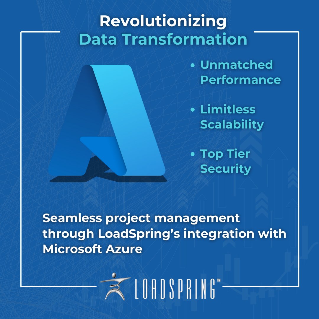 LoadSpring's tweet image. 🌟 Revolutionizing Data Transformation! LoadSpring Solutions leads data transformation with Microsoft Azure. Enjoy unmatched performance, limitless scalability, &amp;amp; top-tier security. Elevate your project-intensive business with our cloud solutions. #LoadSpring #MicrosoftAzure