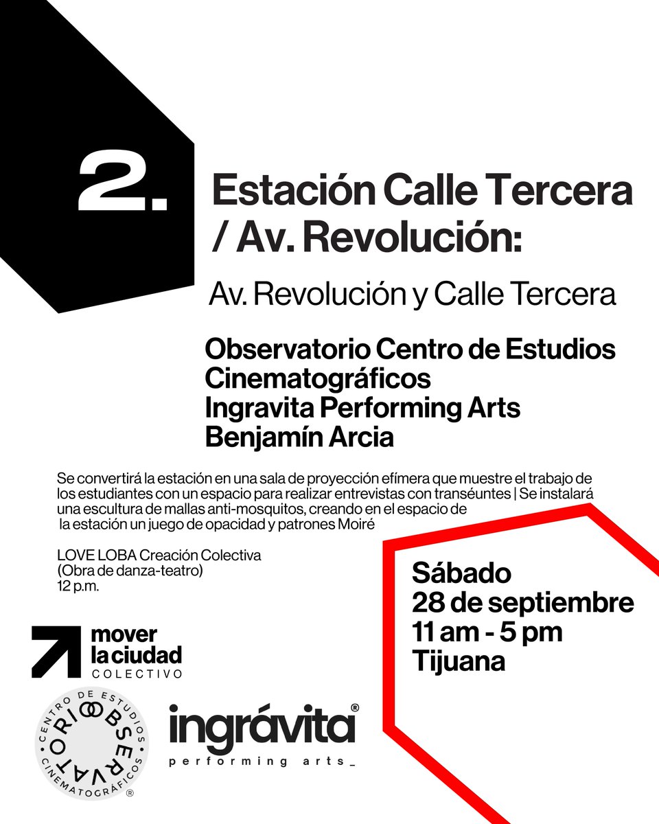 observa_cine's tweet photo. OCUPEMOS EL SITT

El arte y la acción se unen para exigir un transporte público digno.

Te esperamos en:
Estación Calle Tercera / Av. Revolución

28 de septiembre en la Estación Calle Tercera / Av. Revolución.

#OcupamosElSITT #Moverlaciudad #TransportePublico #EspacioPublico https://t.co/5cLbrMiNQl