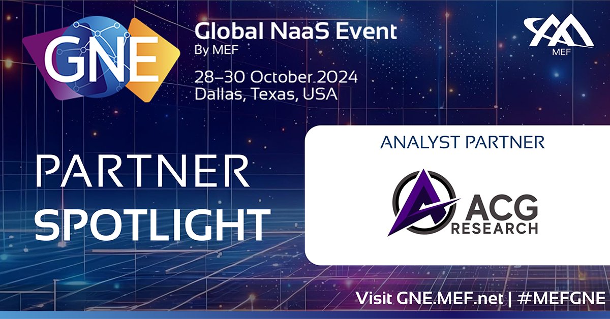 Meet one of our awesome Analyst Partners for #MEFGNE 2024 - @ACG_R! Focused on #serviceprovider markets, competition, &amp; major disruptions. Hear from them &amp; more experts at the #GlobalNaaSEvent, 28-30 Oct in Dallas. Learn more: hubs.li/Q02R2vtR0 

#MEFGNE #TelecomEvent