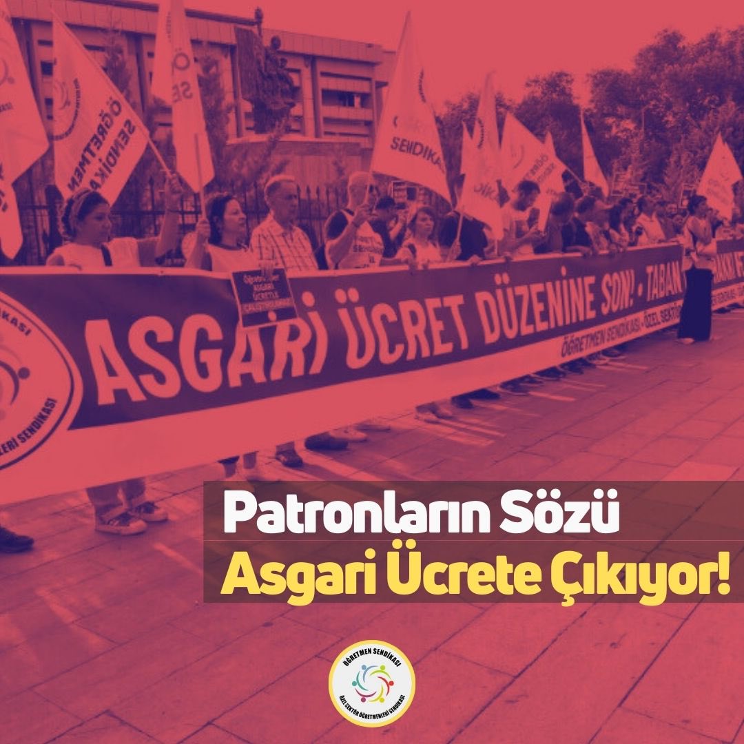 Öğretmenler asgari ücret koşullarında, güvencesiz şartlarda çalıştırılıyor. 

Çünkü yasa yok! 
Patronlar asgari ücreti seviyor!
#SözDeğilTabanMaaşYasası 
<a href="/tcmeb/">Millî Eğitim Bakanlığı</a>
<a href="/Yusuf__Tekin/">Yusuf Tekin</a> <a href="/TBMMresmi/">TBMM</a> 

<a href="/ogretmensendika/">Özel Sektör Öğretmenleri Sendikası</a>