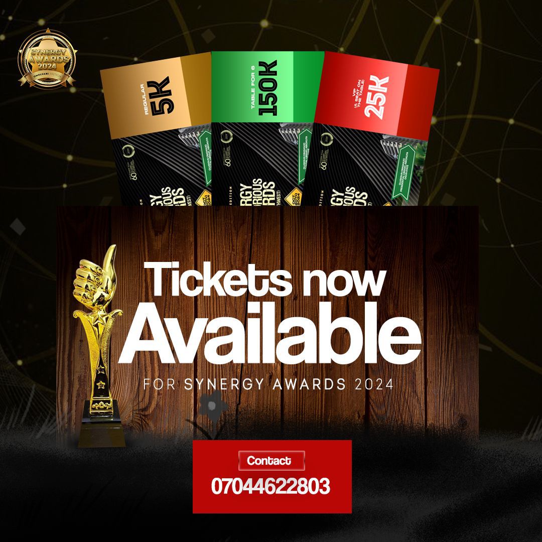 Feyish0la's tweet photo. Here it comes again, Synergy Meritorious Awards, happening on the 20th of October at OOPL, Abeokuta🥇🥇🥇🥇

Buy your tickets now
🔗https://t.co/9Bv0ZKEmdh

#SMA2024
#SYNERGYAWARDS
#OMOLUABIEDITION https://t.co/w2dIIzelvK