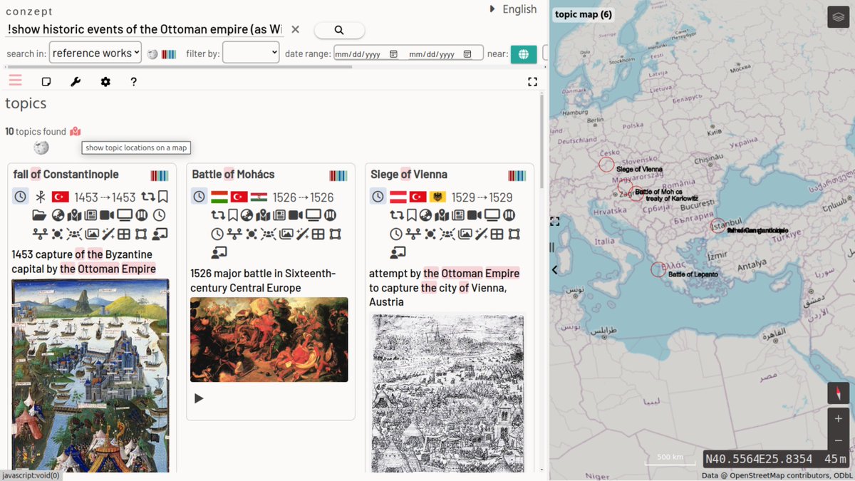 conzept__'s tweet image. Added the ability to render any loaded results (from any datasource or query method) to a map.
Any topic with a geolocation can projected onto this map.
Example: conze.pt/explore/!show%…