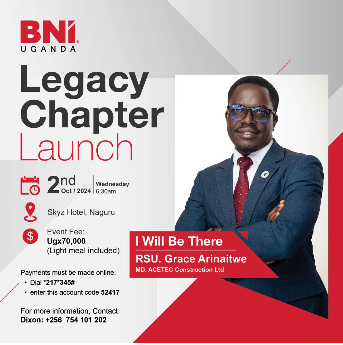 AceArinaitwe's tweet image. Another big day is here.  I will be representing @AcetecC at the @BNIuganda   Legacy chapter launch. @BNI_official_pg 
#contracting #bni #uganda #legacy  #launch