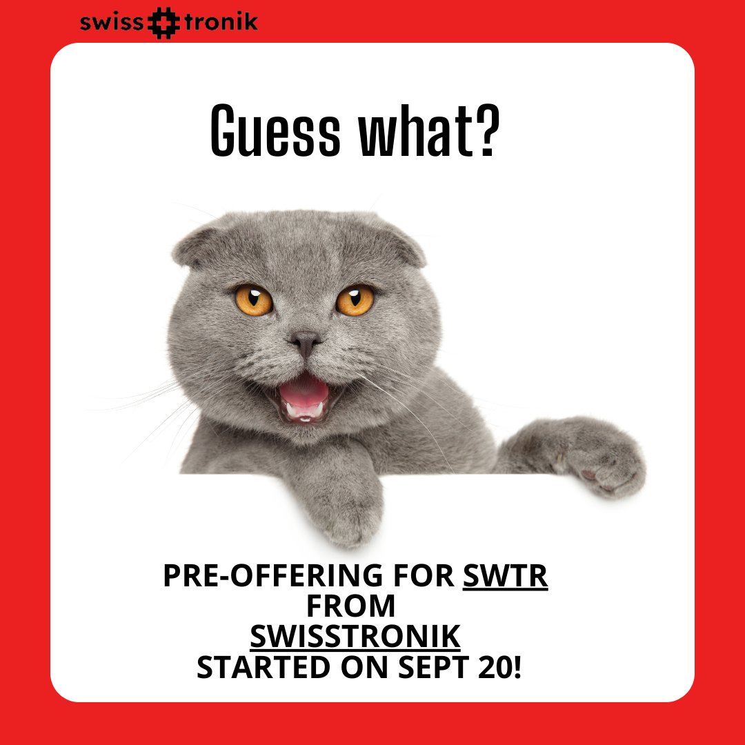 mulltstroy76365's tweet image. Guess what? 🤔

The Pre-Offering for #SWTR from @swisstronik started on Sept 20! 💥

Don’t miss your chance to get SWTR for just $0.45 and join the future of decentralized compliance! 🚀

⏳ Apply before Oct 4!

#SWTR #PreOffering #Crypto #Web3