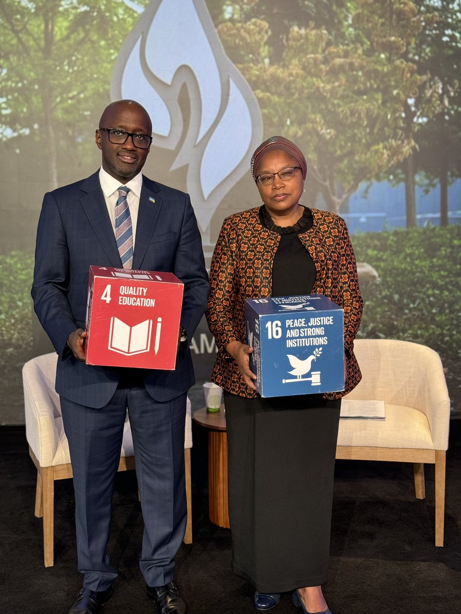 RwandaUN's tweet image. ➡️Closing moments at today’s #SDGMediaZone live session on “addressing the dangers of hate speech.”

Min. @onduhungirehe and Special Advisor on the Prevention of Genocide @WairimuANderitu highlight the session’s thematic SDGs including;

“Peace, Justice, and Strong Institutions”…