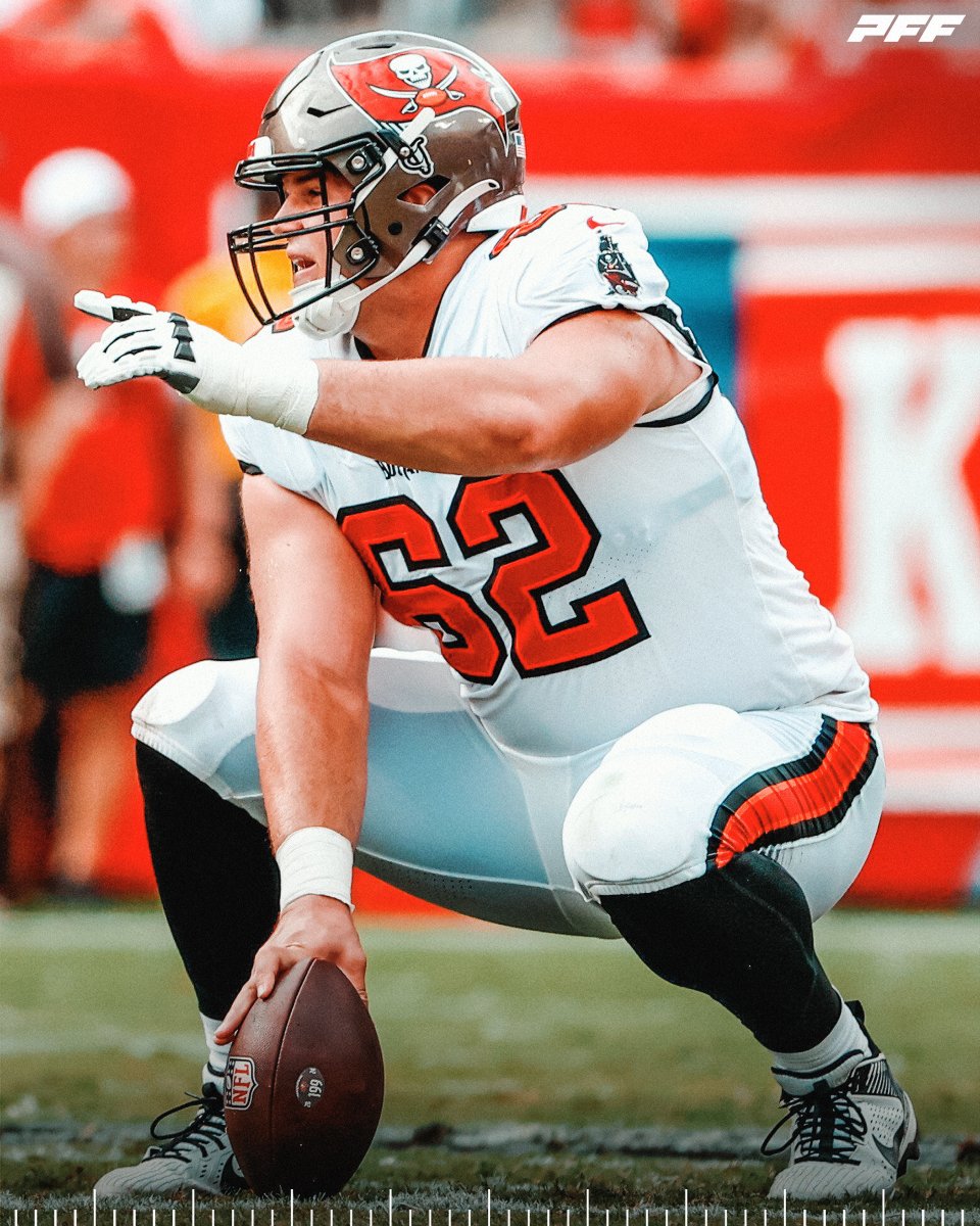 PFF_Buccaneers's tweet photo. Graham Barton among centers in Week 3:

🏴‍☠️ 74.3 PFF grade (7th)
🏴‍☠️ 80.9 run blocking grade (6th) https://t.co/wPftTXrQPu