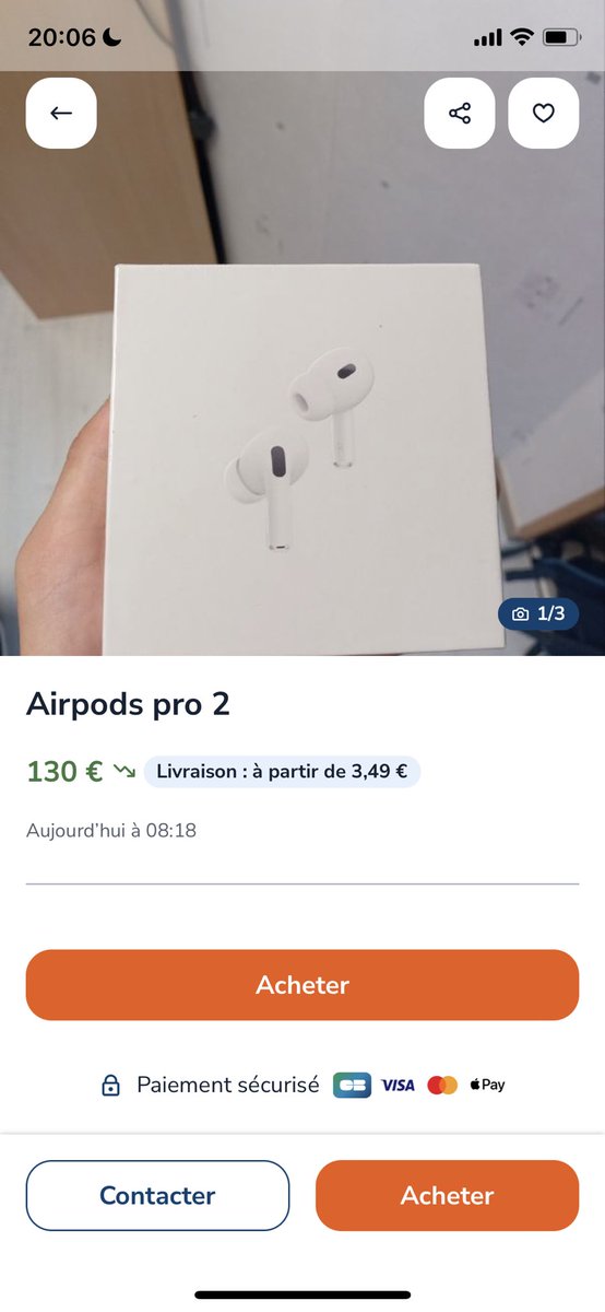 P4mui's tweet photo. Faisons de nouveau un petit thread dénonçant les annonces leboncoin de faux AirPods :

Pour commencer : les AirPods Pro 2 n’ont jamais eu de blister donc non ça ne vaut pas 130€ d’occasion ta vieille contrefaçon DHGate… suivant

 [ptit thread] https://t.co/WQHMXj0f8u