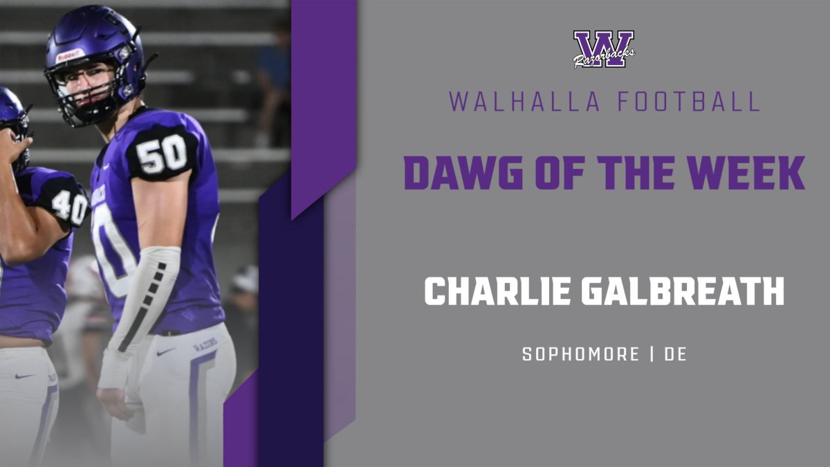 WalhallaHSFBall's tweet photo. Please join us in celebrating our DAWG and HAWG of the Week from this past week vs. Liberty! @CharlieG8256 @BradynB70 https://t.co/9PyYmD9Upw
