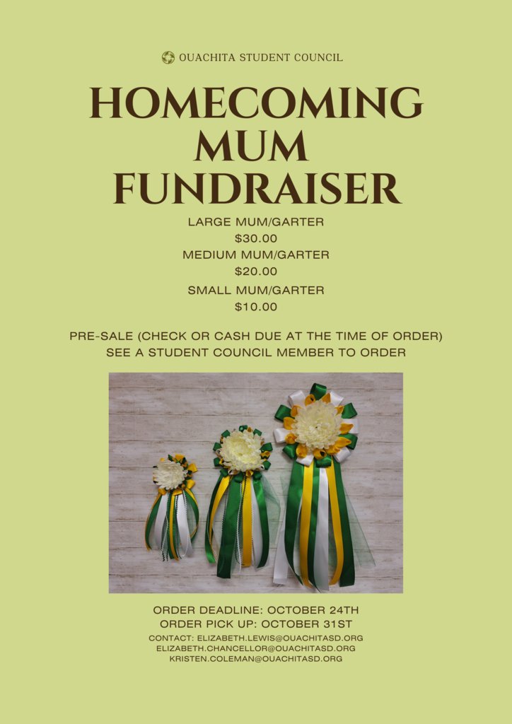 Homecoming Mum Fundraiser hosted by OHS and OJHS Student Council.