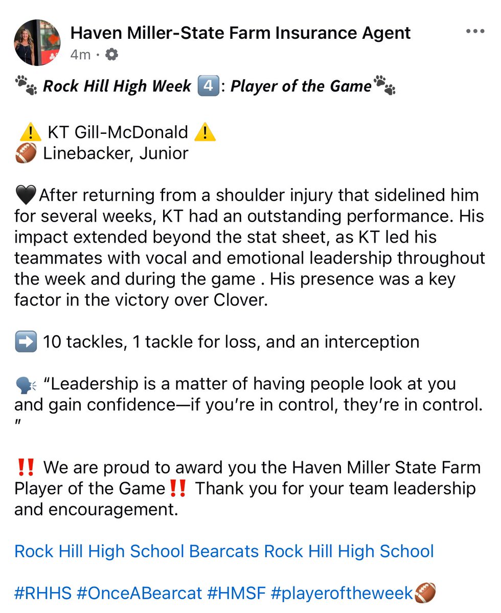 HavenMiller10's tweet image. #HMSF week 4️⃣ #playeroftheweek goes to @iam803kt at @RHHSBearcatsFB! #keyfactor  #leadership #oabaab🐾🏈🖤 @RHHSBearcats @OzzieAhl2 #rocksolid #diamondsup #letsGO