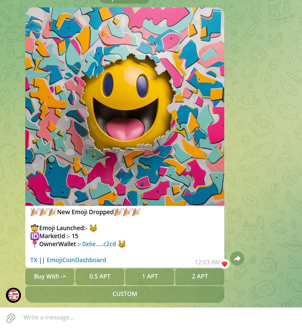 Avi: CTO #ZIPTOS (@avi_apt) on Twitter photo Emojis Coming to Telegram ?? <a href="/ZIPTOS/">ZIPTOS- The original bot suite for #APTOS π</a> <a href="/emojicoindotfun/">emojicoin dot fun</a> <a href="/EconiaLabs/">Econia Labs</a> π» Emojis Coming to Telegram ?? <a href="/ZIPTOS/">ZIPTOS- The original bot suite for #APTOS π</a> <a href="/emojicoindotfun/">emojicoin dot fun</a> <a href="/EconiaLabs/">Econia Labs</a> π»
