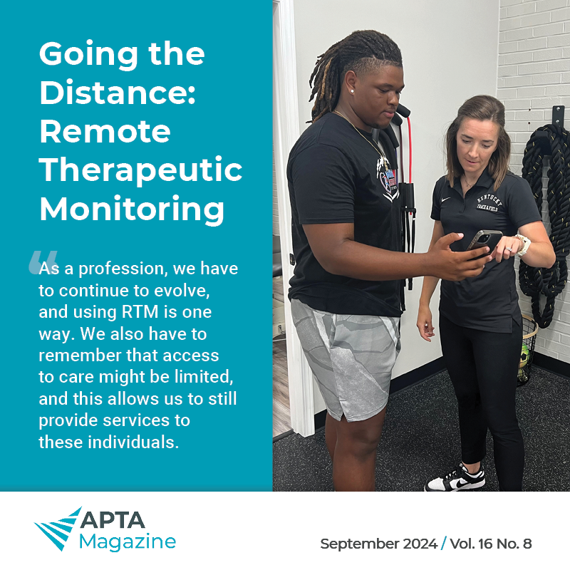 APTA_official's tweet photo. Did you know remote therapeutic monitoring can improve patient satisfaction, access, and outcomes? 🔍 Read up on the key benefits of using RTM from this month's issue of APTA Magazine: https://t.co/fHwhtd4h38

#TelehealthAwarenessWeek https://t.co/UL6M5IqnDH