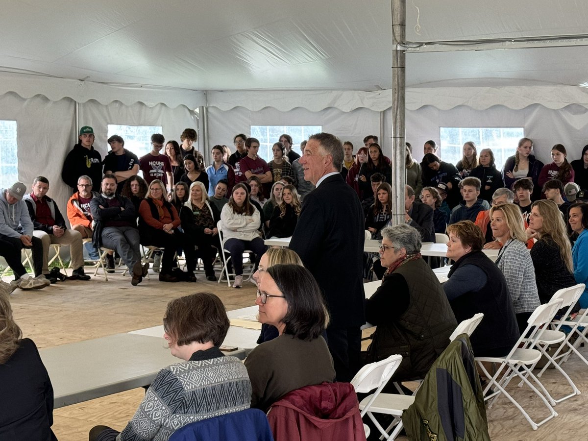 ckyoungnek's tweet photo. We were fortunate to host @GovPhilScott and his Cabinet @NCUHSLearns for #vtcapitalforaday. In addition to conversation about our great programs, the Governor saw how our school responded to adversity created by PCB testing. Falcons Are ‘In-Tents!’ #principalsadvocate @NASSP https://t.co/rNpTFhSYrp