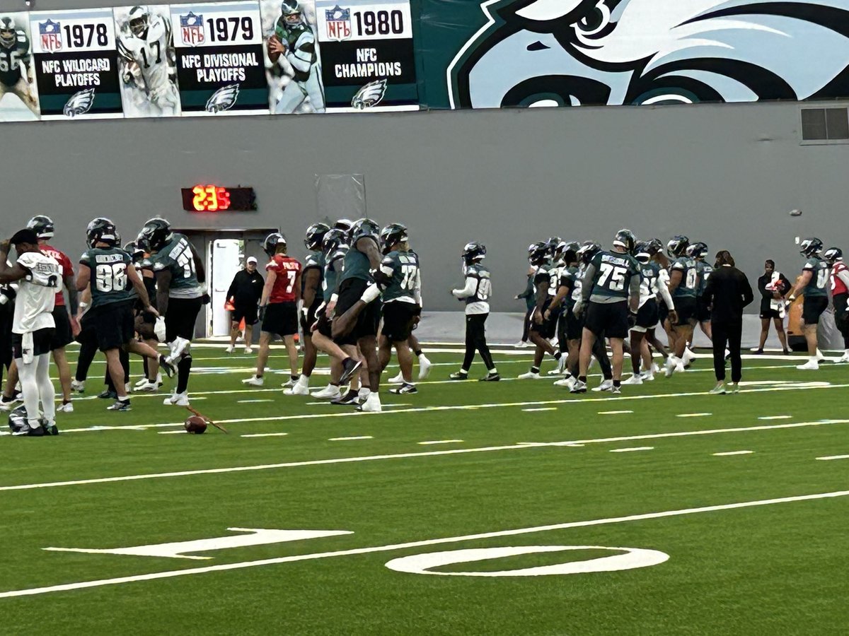 No sign of A.J. Brown, DeVonta Smith or Lane Johnson at start of Eagles practice.

Mekhi Becton is practicing.