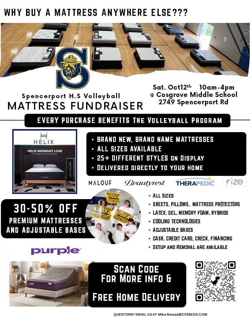 Sleep Better - Save Money -Support Spencerport H.S. Volleyball. Use the link to sign up for FREE home delivery. mailchi.mp/cfsbeds/spence…
