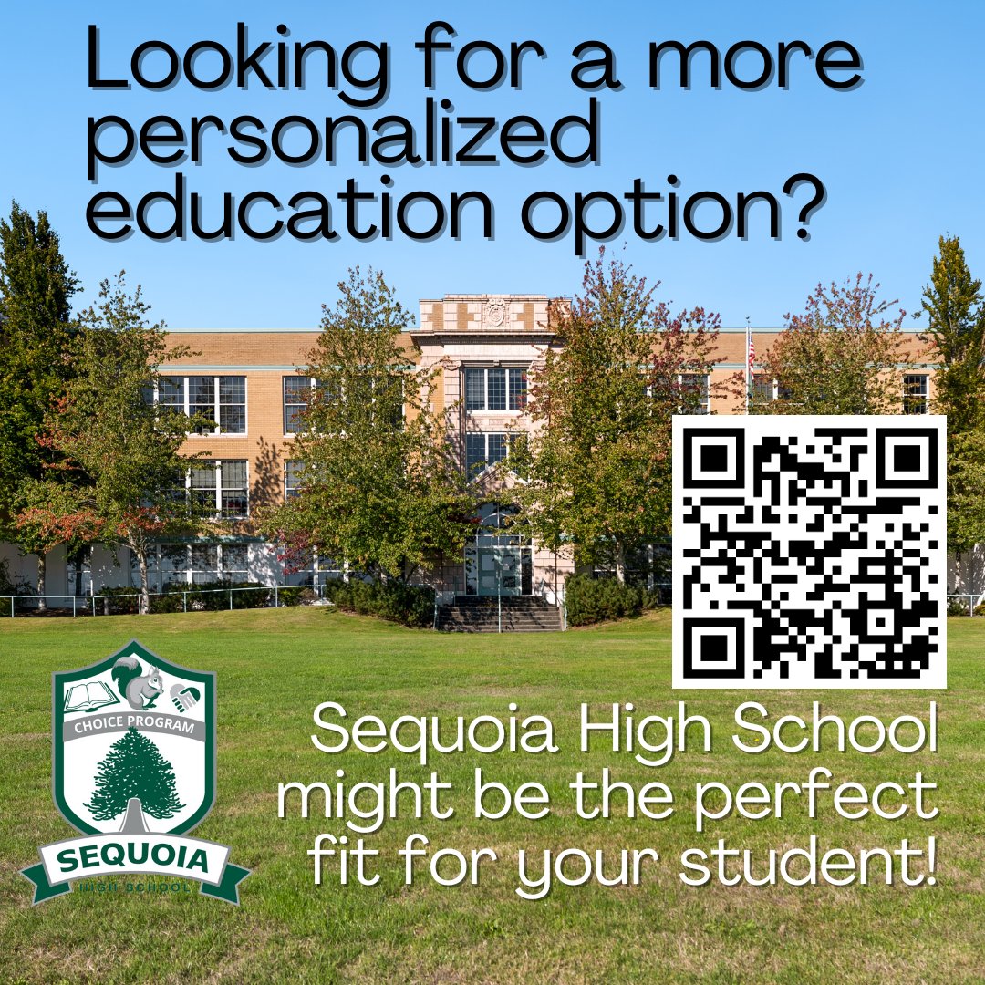 📚 Looking for a personalized education option? Sequoia High School offers a small, supportive environment focused on choice, equity, and relationships. With a small community of students, we meet them where they are &amp; help them thrive! 🎓 More at everettsd.org/sequoiahs.