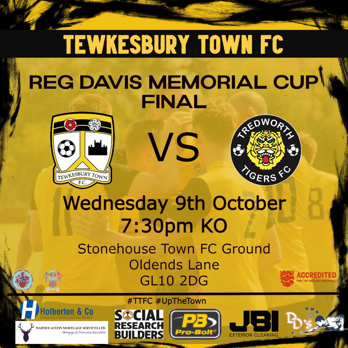 TewkesburyTown's tweet image. ⏳THE COUNTDOWN IS ON!⏳

🏆: Reg Davis Cup Final
🆚: Tredworth Tigers
🗓️: Wednesday 9th October
⏰: 7:30pm
🏟️: Stonehouse Town FC
💰: £3 entry

#UpTheTown #TTFC 🐝