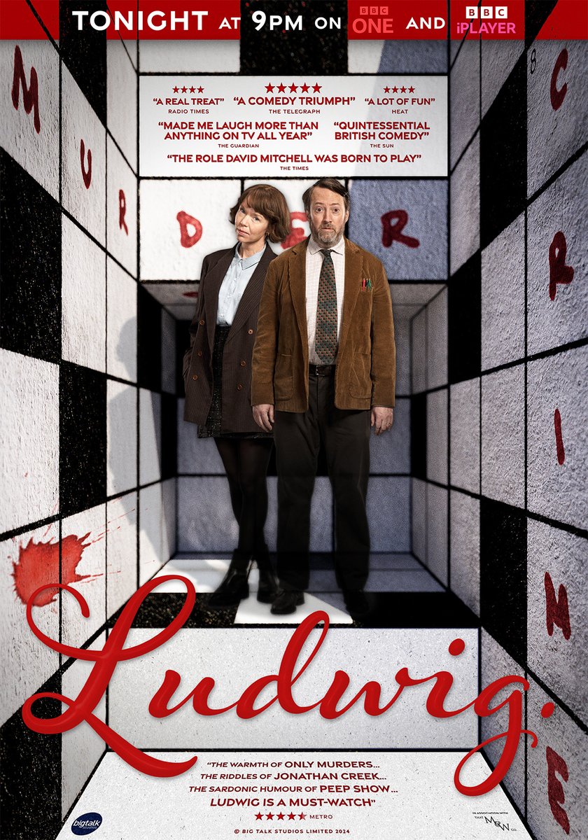 Make sure to tune in to see the wonderful <a href="/RealDMitchell/">David Mitchell</a> in the opening episode of new detective series Ludwig tonight at 9pm, on <a href="/BBCOne/">BBC One</a> and <a href="/BBCiPlayer/">BBC iPlayer</a>! 

If music is more your speed, you can also listen to the Spotify playlist that inspired the score: 

bit.ly/4eedXV9