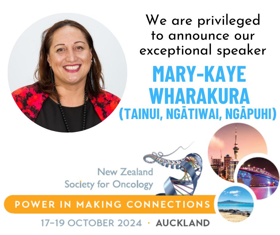 Welcoming to #NZSO2024 Mary-Kaye Wharakura (Tainui, Ngātiwai, Ngāpuhi) co-presenting with <a href="/nwalker25021458/">Natalie Walker</a> during He Akoranga Whakahoungia session. Combining their skills &amp; knowledge, they will discuss all aspects of clinical trials, and engaging Māori participants &amp; community.