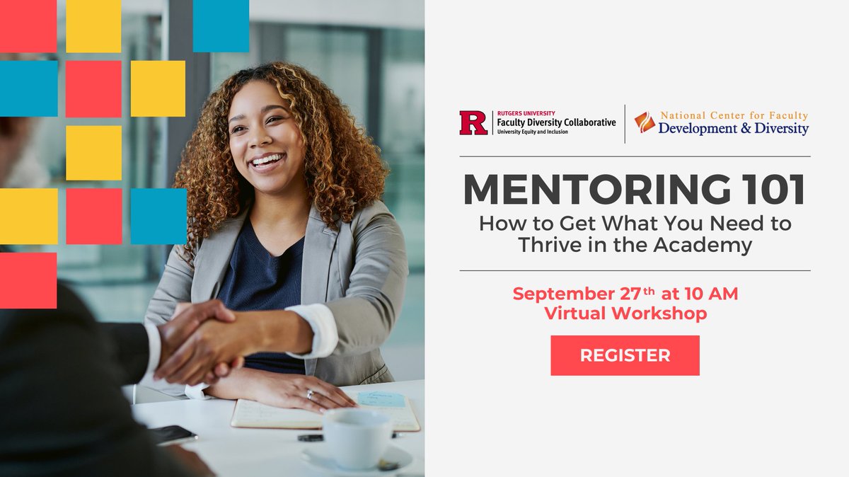 Rutgers University Diversity (@rudiversity) on Twitter photo .<a href="/RutgersU/">Rutgers University</a> faculty, don't miss our professional development webinar this Friday, Sept. 27 at 10 am! Join us for Mentoring 101, where you will learn not only to identify your mentoring needs, but how to get them met. 🎯📝
🔗 Register now: go.rutgers.edu/mentoring101 .<a href="/RutgersU/">Rutgers University</a> faculty, don't miss our professional development webinar this Friday, Sept. 27 at 10 am! Join us for Mentoring 101, where you will learn not only to identify your mentoring needs, but how to get them met. 🎯📝
🔗 Register now: go.rutgers.edu/mentoring101