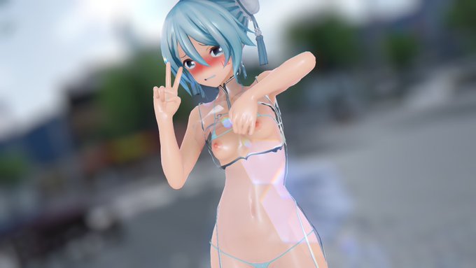 とんでもないドスケベ衣装が販売されてるみたいなので、うちのミクさんのチャイナドレスもシースルー化してみました。 