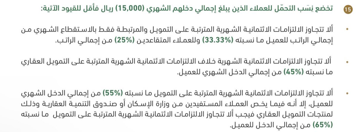 F_alaskar_'s tweet photo. @modern_11 @SAMA_GOV @SAMAcares مخالف للفقرة (١٥) من مبادئ التمويل المسئول للأفراد حيث استقطع اكثر من (٦٥٪) من اجمالي الدخل للعميل، وعليه رفع شكوى اولا لدى المصرف ذاته فاذا رفض يرفع شكوى لدى ساما تهتم فإن لم يتجاوب يرفع طلب صلح لدى لجنة المنازعات التمويلية فإن تعذر الصلح فستحيله بنفسها للجنة للحكم في الموضوع. https://t.co/RVyHytTXpG