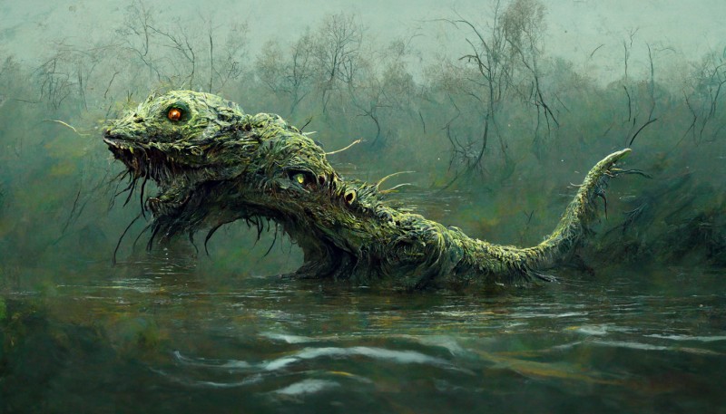 Dracs live in the depths of rivers.
By taking on the appearance of gold rings or cups floating on the water, they attract women and children bathing by the riversides. When such people attempt to grab the objects, they are dragged down into the watery depths.