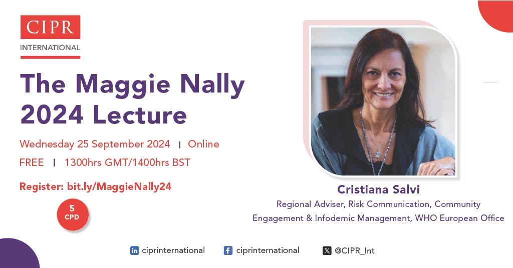 Eva Maclaine (@evamaclaine) on Twitter photo An outstanding Maggie Nally Lecture 2024 from <a href="/cri_salvi/">Cristiana Salvi</a> from <a href="/WHO/">World Health Organization (WHO)</a>. She kept us totally engaged and left us wanting more! Bravo <a href="/cri_salvi/">Cristiana Salvi</a>! If you missed it <a href="/CIPR_Int/">CIPR International</a> will be releasing a recording towards the end of the week An outstanding Maggie Nally Lecture 2024 from <a href="/cri_salvi/">Cristiana Salvi</a> from <a href="/WHO/">World Health Organization (WHO)</a>. She kept us totally engaged and left us wanting more! Bravo <a href="/cri_salvi/">Cristiana Salvi</a>! If you missed it <a href="/CIPR_Int/">CIPR International</a> will be releasing a recording towards the end of the week