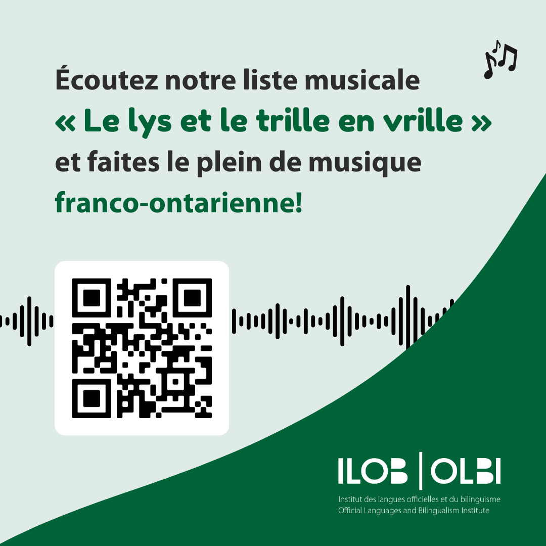 🎉Célébrons ensemble le Jour des Franco-Ontariens et des Franco-Ontariennes!

🎶Pour te plonger dans l’ambiance, l’ILOB te propose une liste musicale entièrement franco-ontarienne, intitulée « Le lys et le trille en vrille »! 

💚🎧spoti.fi/3N00gNk