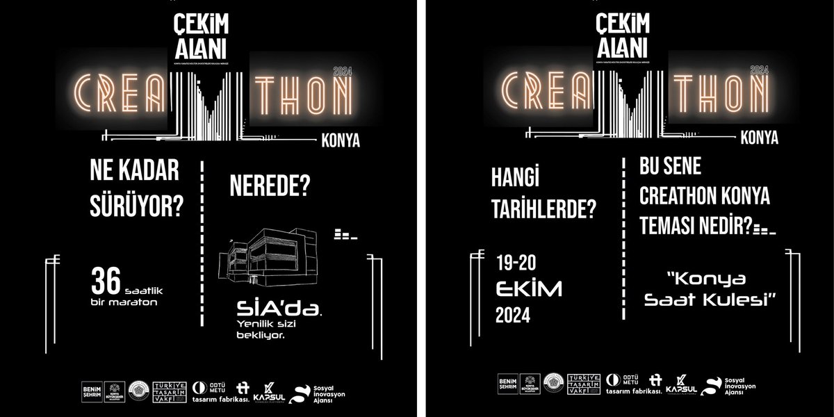 sinovasyonajans's tweet photo. Creathon’24 başlıyor!
Bu yılın teması “Konya Saat Kulesi.”

Yeni nesil kültürel mekânlar için içerik geliştirme maratonu olan Creathon, 36 saatlik bir program olup 19-20 Ekim 2024 tarihlerinde gerçekleştirilecektir.

Son başvuru tarihi: 7 Ekim 2024

Yenilik peşindeysen başvuruyu kaçırma!
https://t.co/qgOGyz8gfk

@ttasarimvakfi 
@metudf 
@kapsulteknoloji 

#creathon
#yeninesilkültürelmekan
#konyasaatkulesi