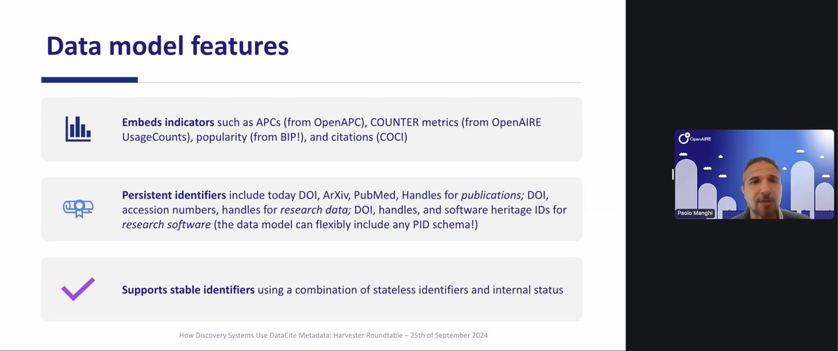 DataCite's tweet image. Paolo Manghi (Chief Technology Officer, @OpenAIRE_eu) shares and overview about the OpenAIRE Graph and DataCite.

#DataCite2024