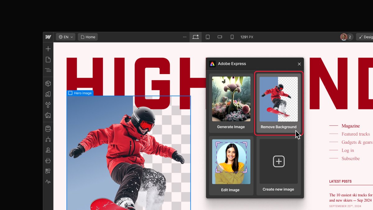 Webflow (@webflow) on Twitter photo Starting now, <a href="/AdobeExpress/">Adobe Express</a> is right in Webflow with their new Webflow app.
The app is game changing โ making it easy to create compelling visuals that adhere to brand guidelines without sacrificing experience.
Learn more in our blog post:
wfl.io/3BiAbqm Starting now, <a href="/AdobeExpress/">Adobe Express</a> is right in Webflow with their new Webflow app.
The app is game changing โ making it easy to create compelling visuals that adhere to brand guidelines without sacrificing experience.
Learn more in our blog post:
wfl.io/3BiAbqm