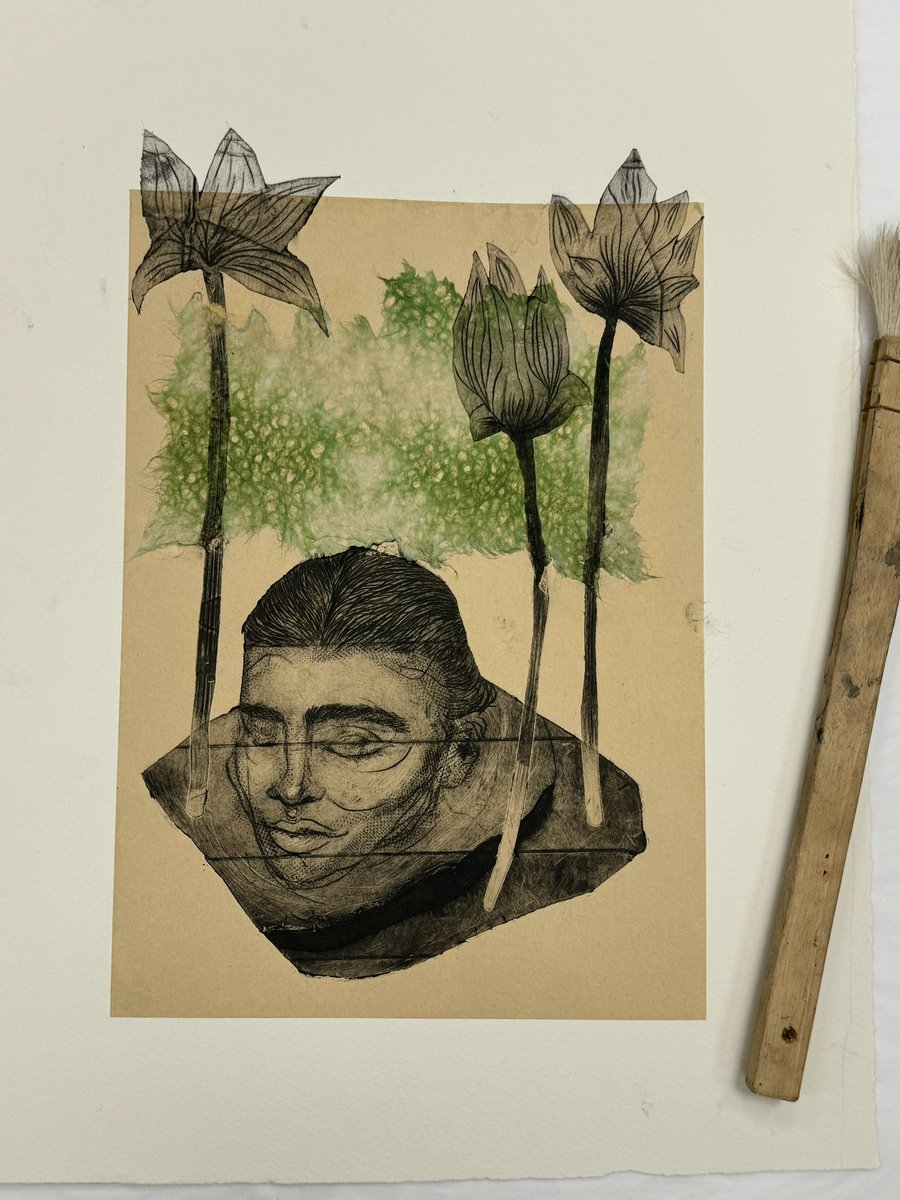 Sangeeta_Bha's tweet image. Some recent prints I made: tetrapak intaglio printing + multiple layers of Japanese tissue paper chinecollé