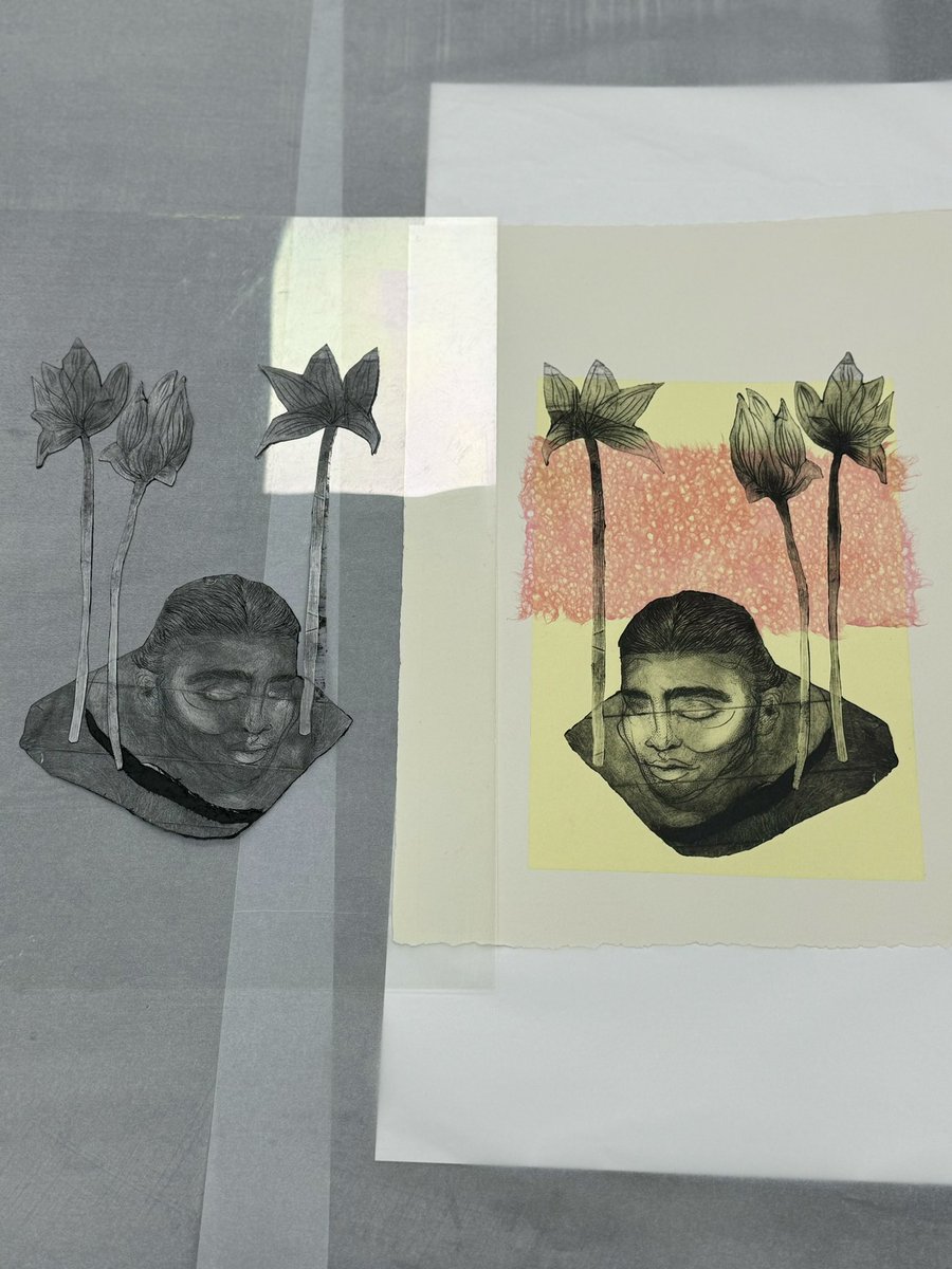 Sangeeta_Bha's tweet image. Some recent prints I made: tetrapak intaglio printing + multiple layers of Japanese tissue paper chinecollé