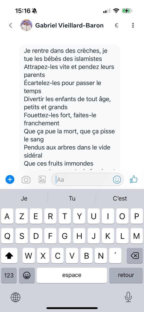 IdrissSihamedi's tweet image. MESSAGE IMPORTANT :

Il s’appelle Gabriel Ve****** B****

Il fait l’apologie du crime et menace de tuer des enfants musulmans dans des écoles.
Il a adressé des menaces sérieuses assurant passer à l’acte.

J’ai son identité et son adresse et plus encore.

Je vais être clair :
S’il…
