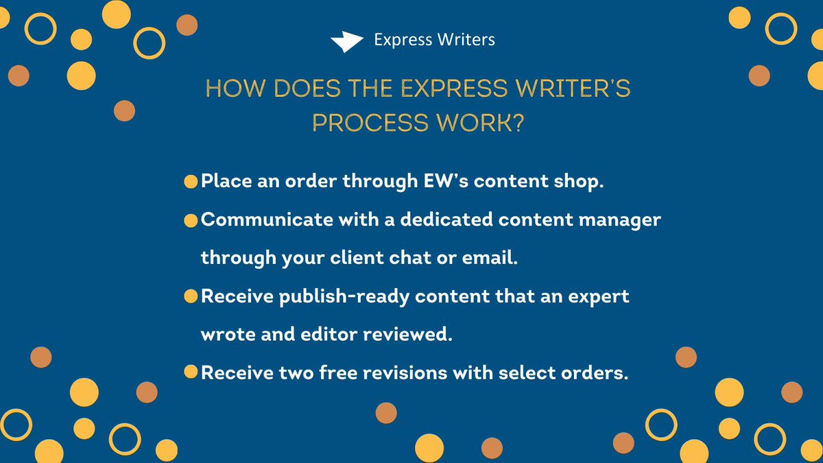 ExpWriters's tweet image. What makes the Express Writers process so easy and convenient? Take a look at our process. It’s as easy as placing an order, chatting with a dedicated content manager, and receiving publish-ready content. #contentmarketing #contentwritingagency #contentwritingservice