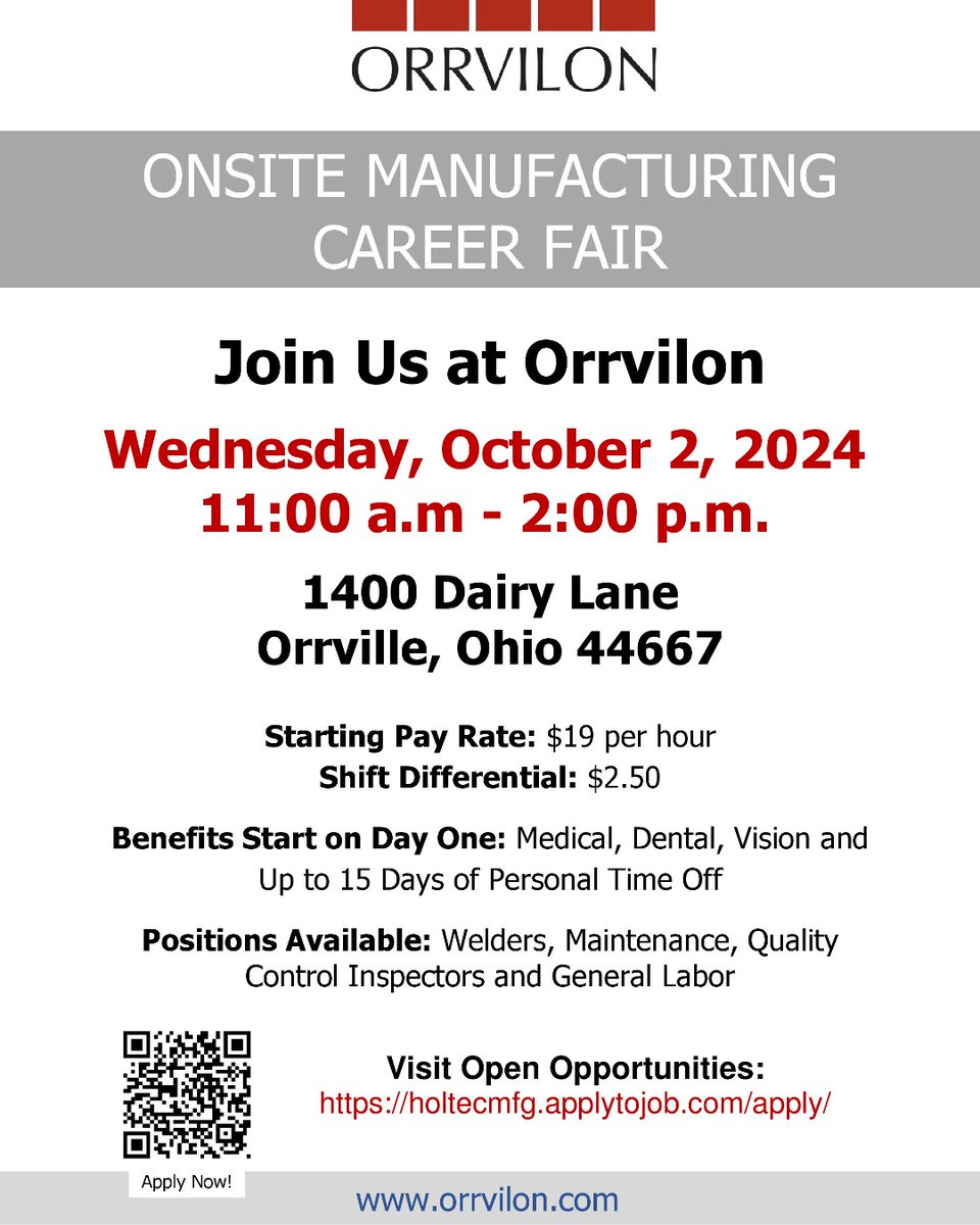 Orrvilon is hosting a hiring event October 2!