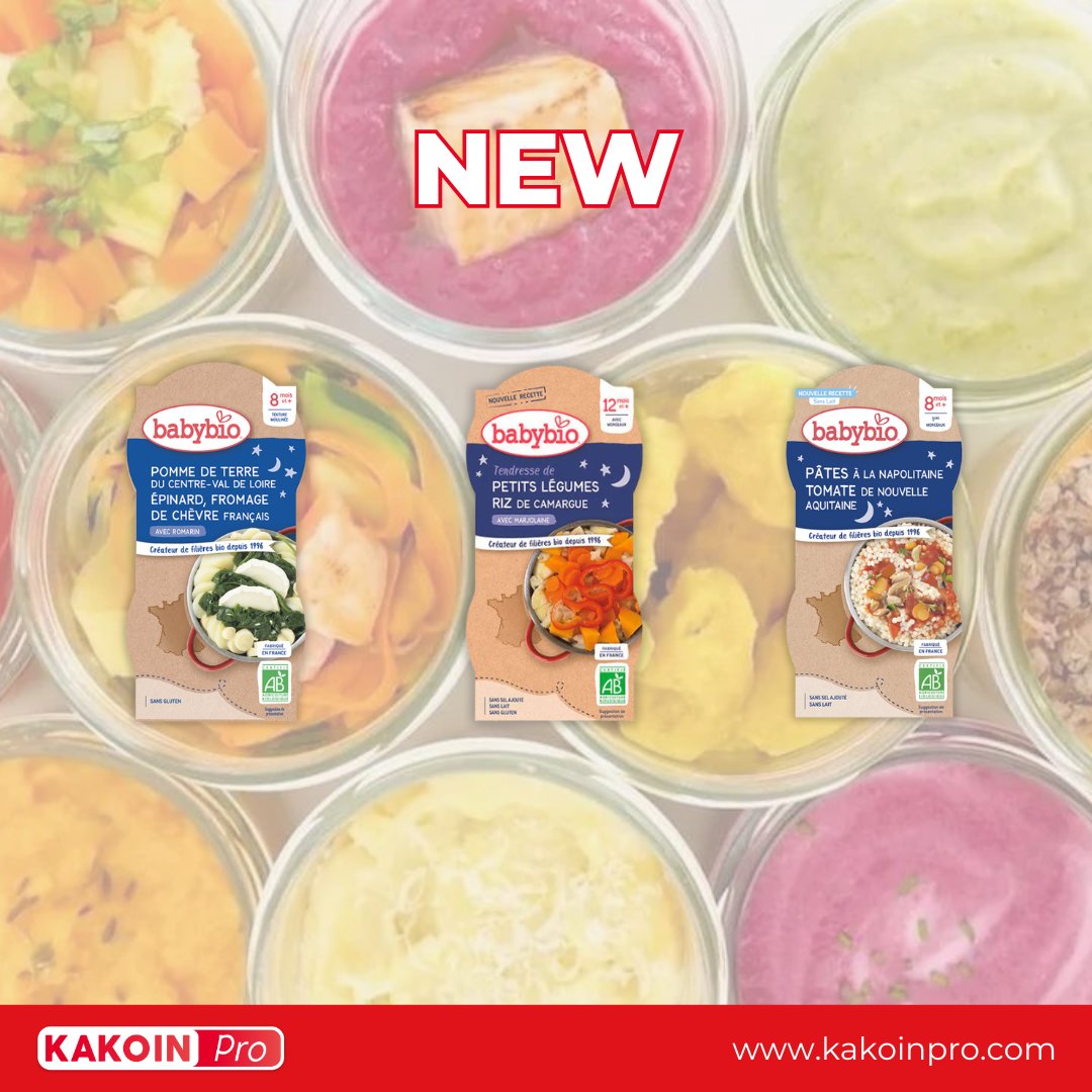 kakoinpro's tweet photo. 🍝🥔🌾 Nouveaux repas Babybio disponibles en gros chez #KakoinPro pour vos clients pros 👶 : Pomme de terre/Chèvre, Légumes/Riz, Pâtes 🌱.
Commandez dès maintenant sur https://t.co/TBUETZCsly et profitez d'encore plus de saveurs ! 📦
#Babybio #BioPourBébé #VenteEnGros #KakoinPro https://t.co/gFVhRmVsiw