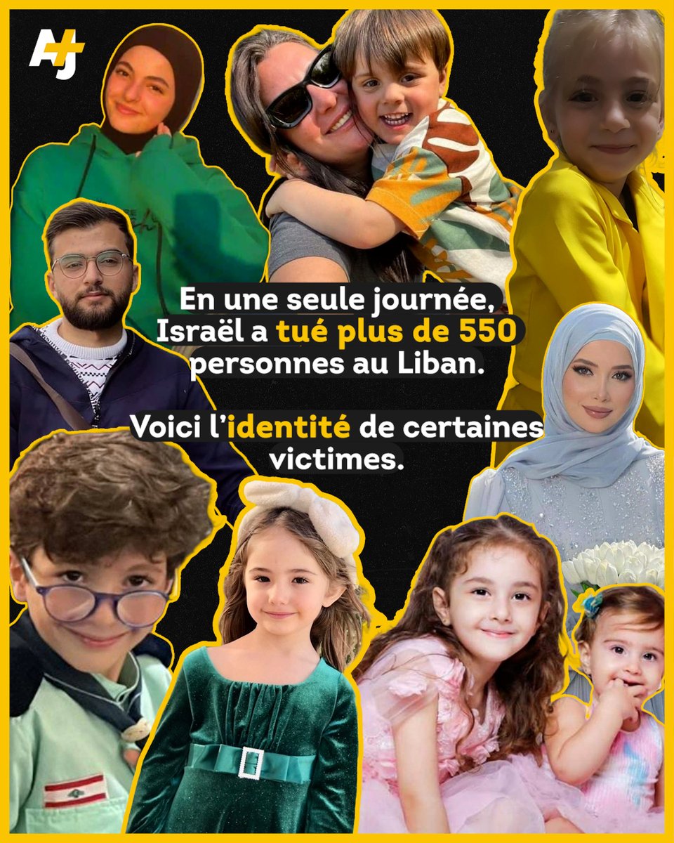 ajplusfrancais's tweet photo. Lundi, au Liban, une personne était tuée toutes les trois minutes. Voici les visages et les noms de certaines victimes des bombardements israéliens : https://t.co/xhO41lS9Jm