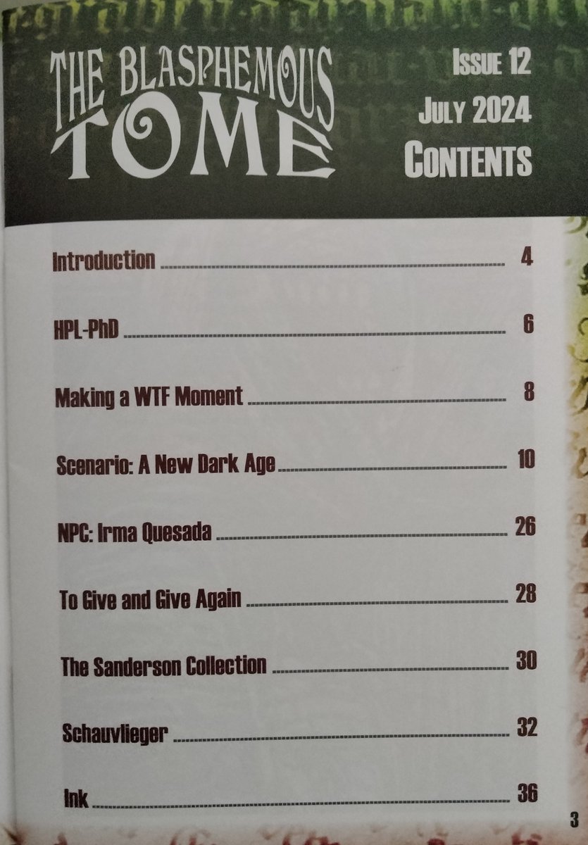 Got the newest issue of The Blasphemous Tome!

This is published by <a href="/GoodFriendsOfJE/">The Good Friends of Jackson Elias: Cthulhu podcast</a> and is a great set of short articles and commentary, plus a scenario, usually coming out twice a year.

You can get a signed copy mailed to you if you support them or order a print on demand copy